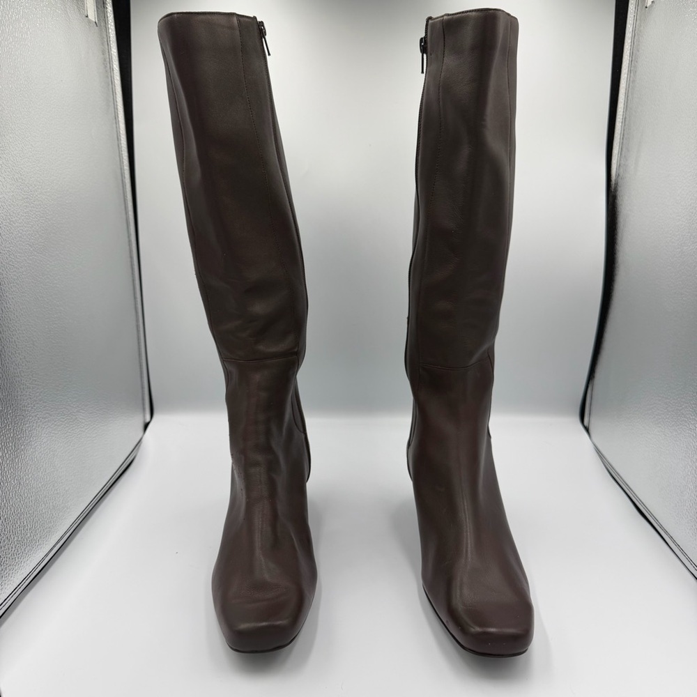 Chadwicks Leather Chocolate Brown Knee High Low Heel Square Toe Classic Boot 11 - Picture 3 of 11